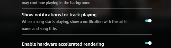 Amazon Music track notification setting